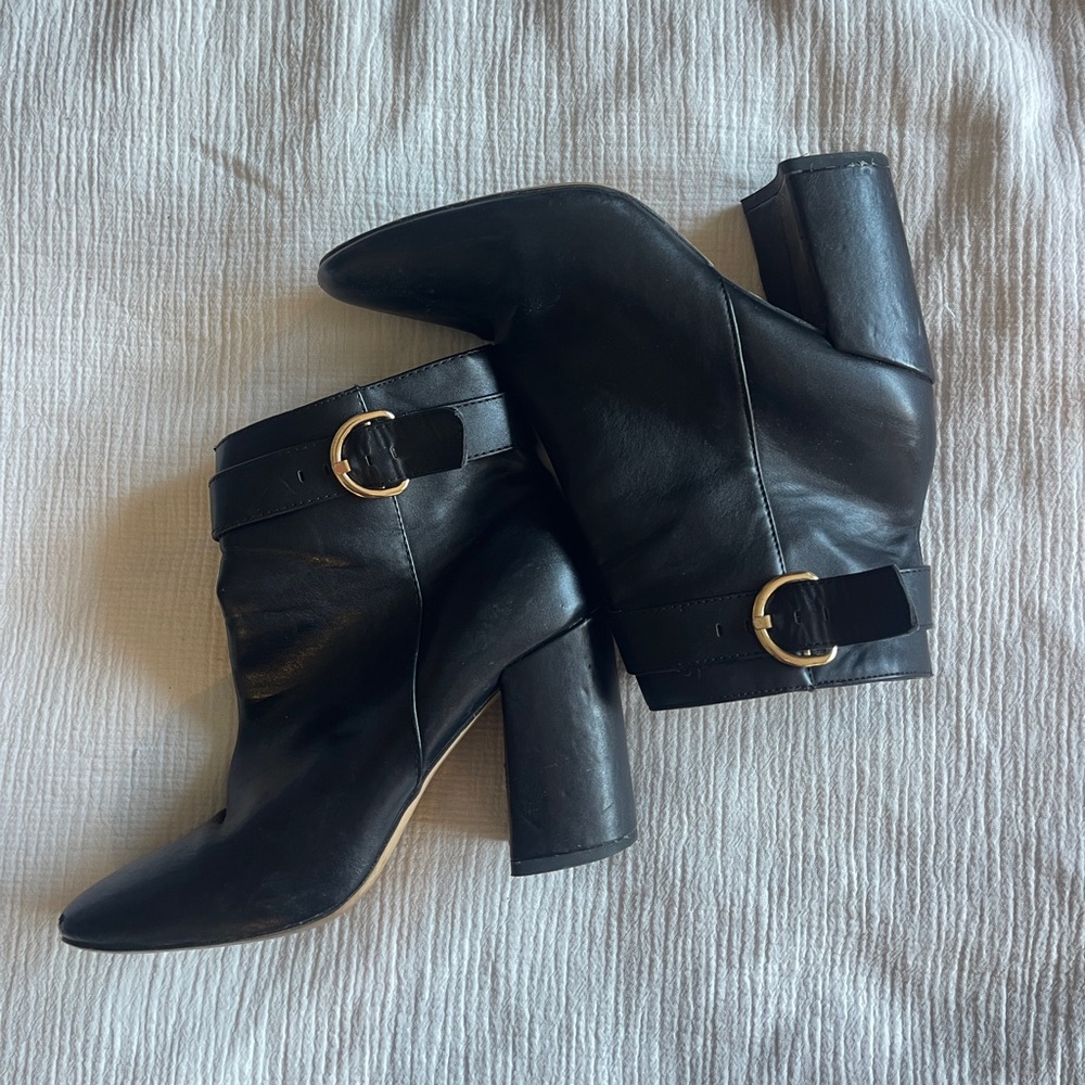Elegant Black block heel Ankle Boots